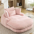 Oversized Chaise Lounge Indoor Deep Seat Boneless Sofa Bed with Throw Pillows Plush Chenille Fabric No Assembly Required Comfy Sleeper Sofa for Living Room Bedroom (PINK Without pocket)