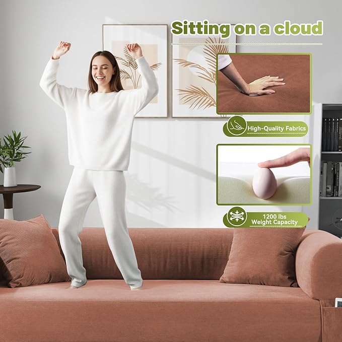 Convertible Futon Sofa Bed80 Folding Pull Out Couch Bed with StorageQueen Sleeper Sofa BedCompressed Couch in a BoxCorduroy Boneless Couches for Living RoomPink
