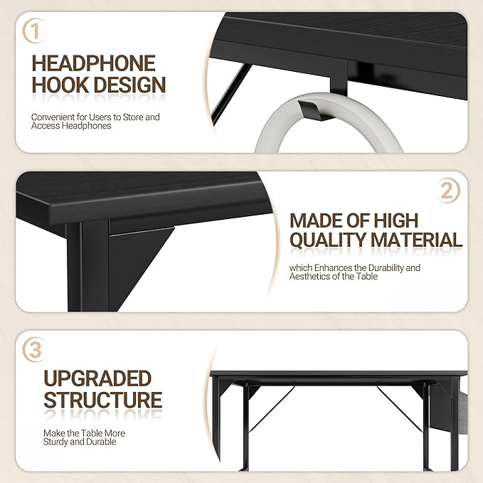 Furmax Computer Desk 32 Inch Small Office Desk with Storage Bag &amp Headphone Hook Workstation for Home Office Modern Writing Study Table (Black)