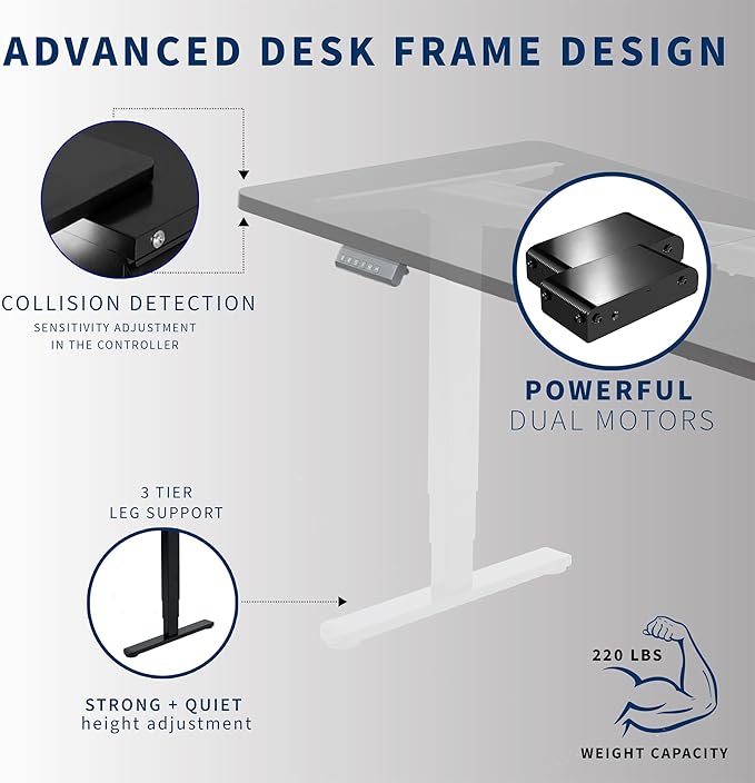 VIVO Electric 83 x 30 in Dual Motor Sit Stand Desk Memory Height Adjustment 2B Series Black Top White Frame DESK-KIT-2W8B