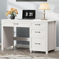 Vabches Farmhouse 47 Executive Desk Computer Desk with File Drawer and Charging Station Workstation for Home Office StudyCream White.