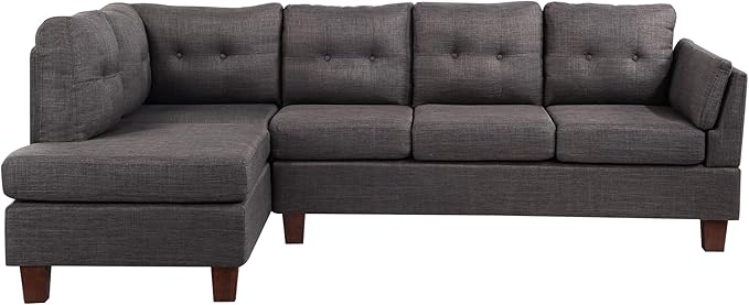 Lilola Home Dalia 97 W Dark Gray Linen Modern Sectional Sofa with Left Facing Chaise