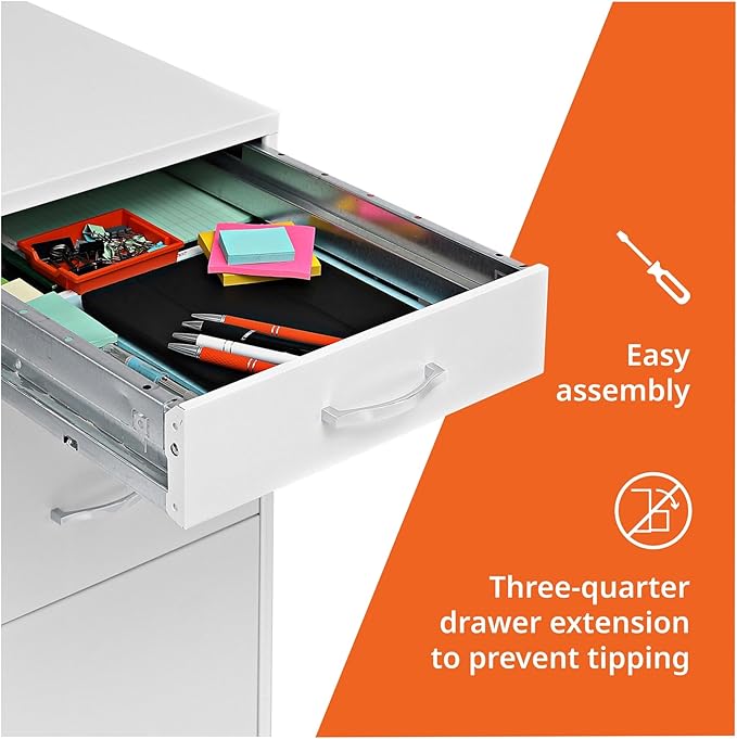 Lorell LYS SOHO Box/File/File Mobile White File Cabinet 3 Drawer 26.5 x 14.3 x 18 in
