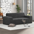 Vivvadecor 79 Corduroy Floor Foam Sofa Sofa-in-a-Box Modern 3-Seater Couch with 24 Deep Seat No Assembly Needed Sofas for Compact Living Room Apartment Home Office Deep Gray
