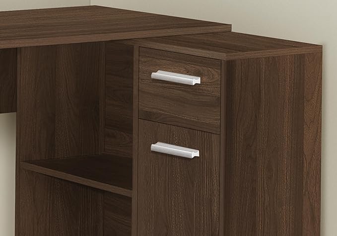 Computer Desk Home Office Corner Storage Drawers 46 l L Shape Work Laptop Walnut Laminate Contemporary Modern