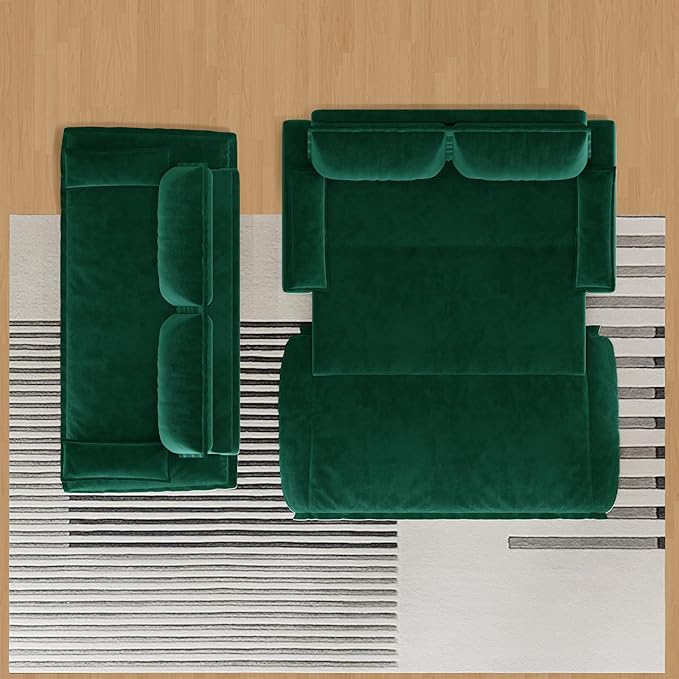 73.2 Queen Size Sofa Bed 3 in 1 Convertible Pull Out Sleeper Sofa with Thicked Cushions and Side Storage Velvet Loveseat Couch for Home Living Room Bedroom Apartment Lounge Small Spaces Green