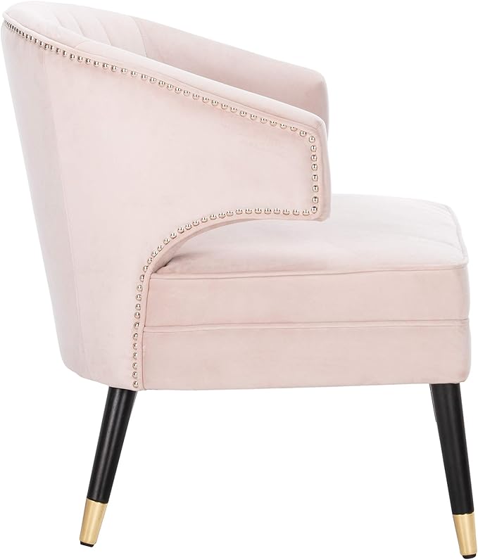 Safavieh Home Stazia Retro Glam Blush Pink and Black Wingback Accent Chair