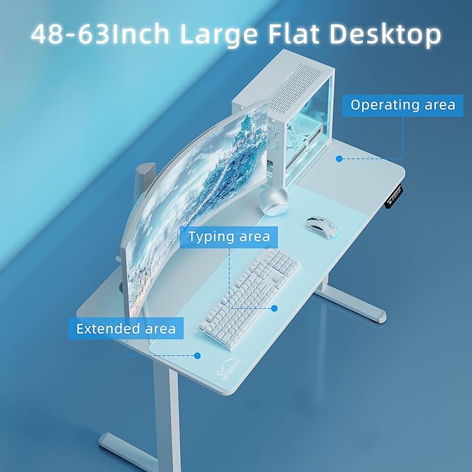 Shintenchi Standing Desk Height Adjustable Electric Sit Stand up Desk Ergonomic Rising Computer Table 40x24 Inch Modern Lift Gaming Desk Workstation for Home Office White