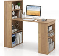 48 Inch Computer Desk with Bookshelf Reversible Study Writing Desk with Storage Shelves &amp CPU Stand Compact Office Desks &amp Workstations Small Desk for Bedroom Kids Room Study (Natural)