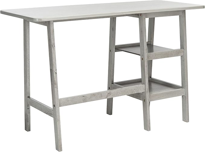 SAFAVIEH Collection Sofara Dark Grey 2-Shelf Storage Computer Table Home Office Desk DSK1403B