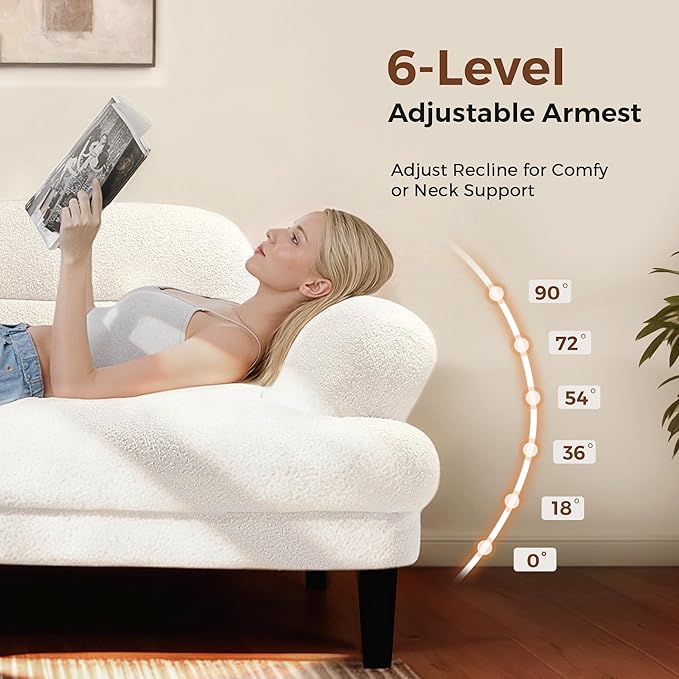 79” Futon Sofa Bed Sleeper Sofa Convertible Sofa Bed with Adjustable Backrest and Armrests Faux Sherpa Cloud Loveseat Convertible Recliner Sleeper Sofa for Living Room Bedroom Apartment Beige