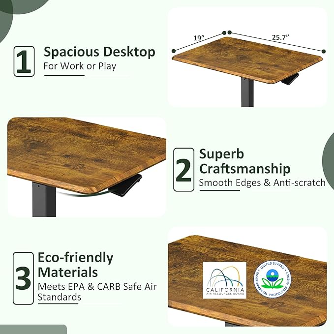 Adjustable Height Mobile Standing Desk with Lockable Casters Rolling Sit Stand Laptop Computer Desk Portable Compact Workstation for Home Office Dorm Brown