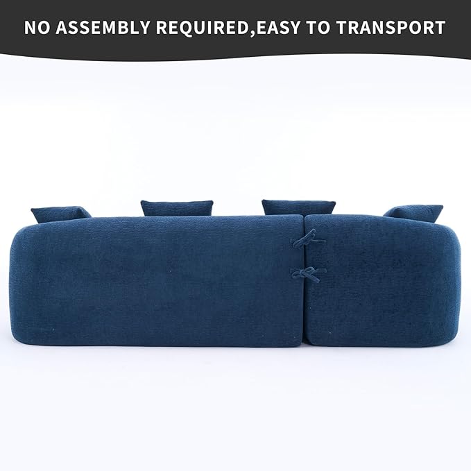 KEIKI L-Shaped Chenille Modular Sectional Couches with Chaise Lounge &amp 4 Pillows 3 Seater Oversized Upholstered Luxury Plush Cloud Sofa for Living Room Apartment Full Sponge Compression