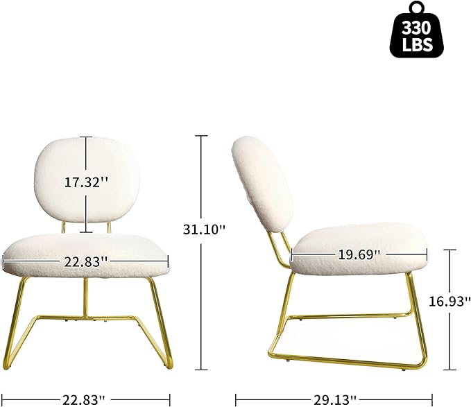 Art Leon Modern Vanity Chair with Back - Furry Upholstered Makeup Chair Living Room Side Chair Modern Accent Chair with Metal Legs for Bedroom Living Room Makeup Studio Manicure Shop White