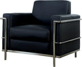 Sherry Modern Armchair with Chrome Frame Faux Leather Upholstery Cushioned Seat &amp Back Contemporary Accent Chair for Living Room Bedroom or Office Lounge Seating Set of 1 (Black)