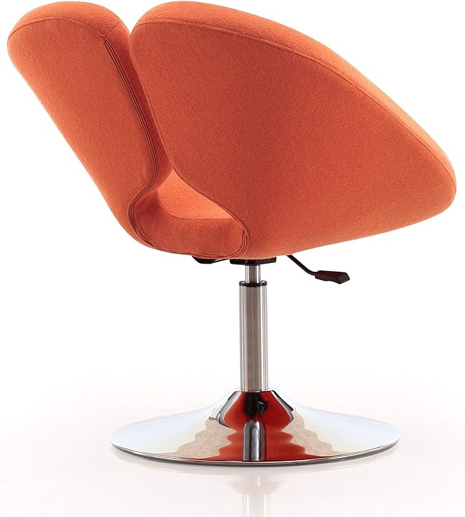 Manhattan Comfort Raspberry Mid Century Modern Living Room Round Seat Leather Accent Chair 22 Set of 2 Orange