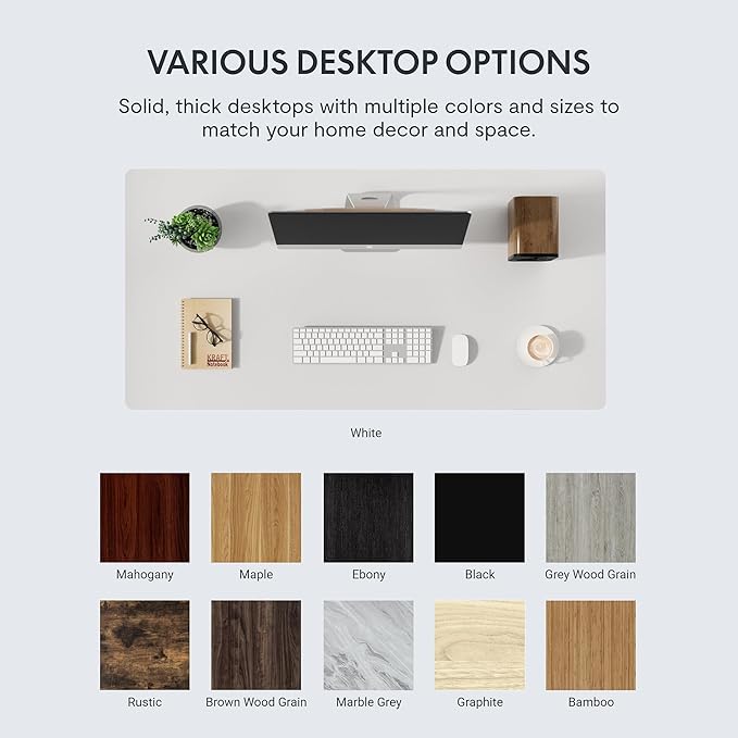 FLEXISPOT Whole Piece 55x28 Desktop 1 Thickness Height Adjustable Desk Rectangular Tabletop White Wood Grain Board (55‘’ White Wood Grain)