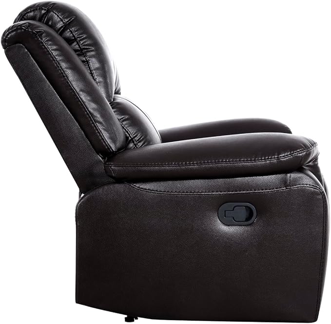 Naomi Home Katie Oversized Espresso Faux Leather Chaise Lounge Luxurious Comfort for Home Theater &amp Lazy-Boy Enthusiasts Plush Cushioning Ergonomic Recline Easy Assembly
