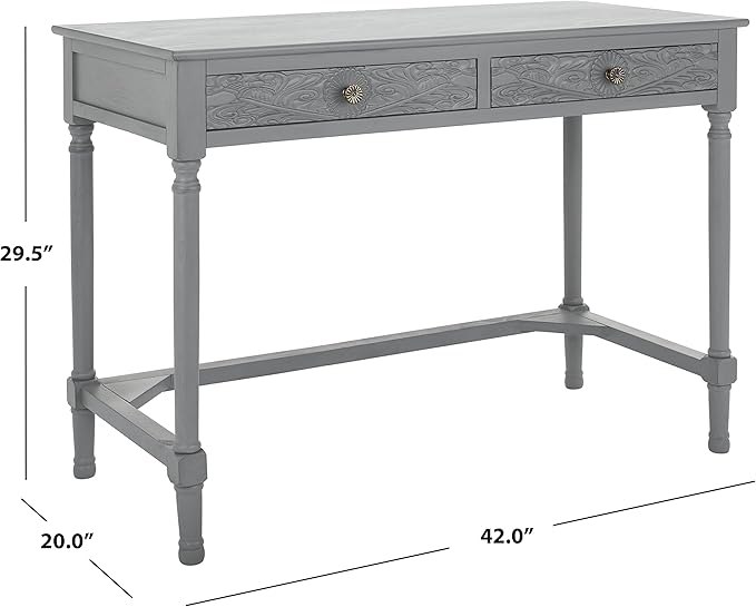 SAFAVIEH Home Collection Ryleigh Distressed Grey 2-Drawer Computer Table Office Desk