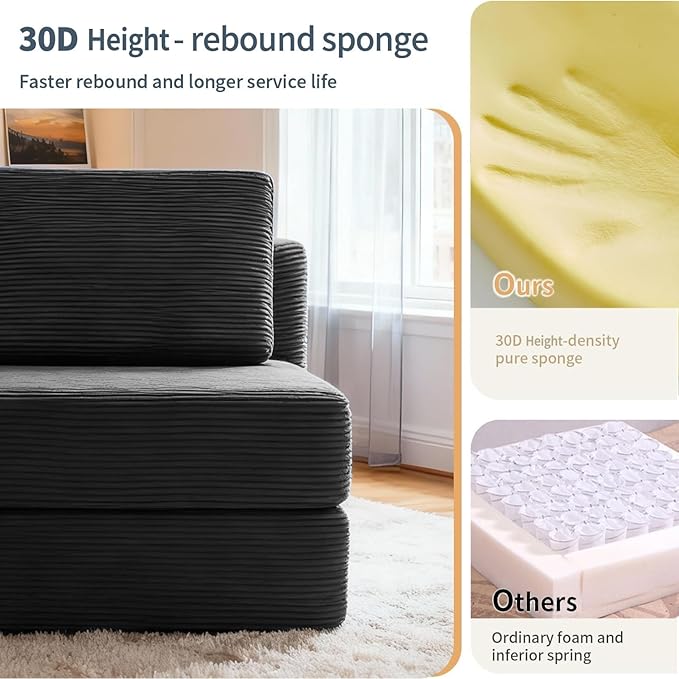 FILUXE Modular Sectional Sofa Modern Modular Sofa Couch with Deep SeatComfy Cloud Couch Sectional Couches for Living Room Bedroom and Apartment1-SeaterDark Grey
