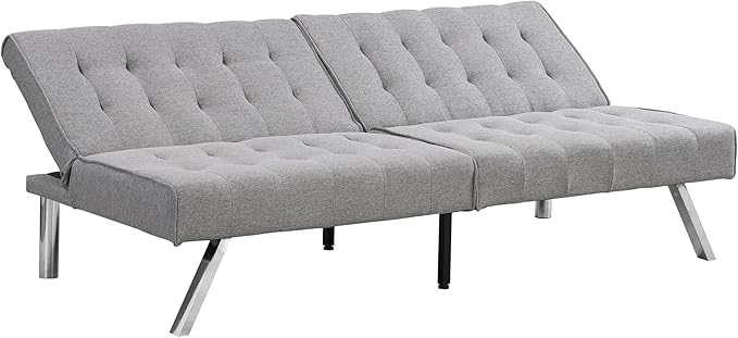 Sofa Adjustable Couch Sleeper Sofa Bed for Living RoomLoveseat Upholstered Modern Convertible FutonFaux Linen Grey