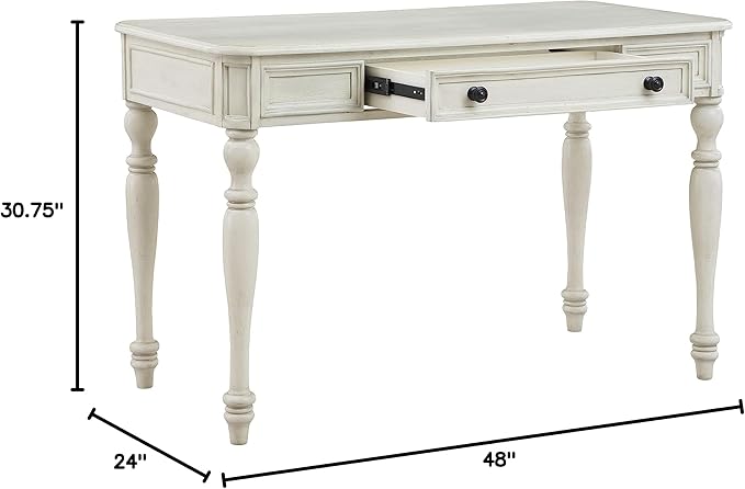 OSP Home Furnishings Country Meadows 48 Inch Writing Desk with Drawer Antique White