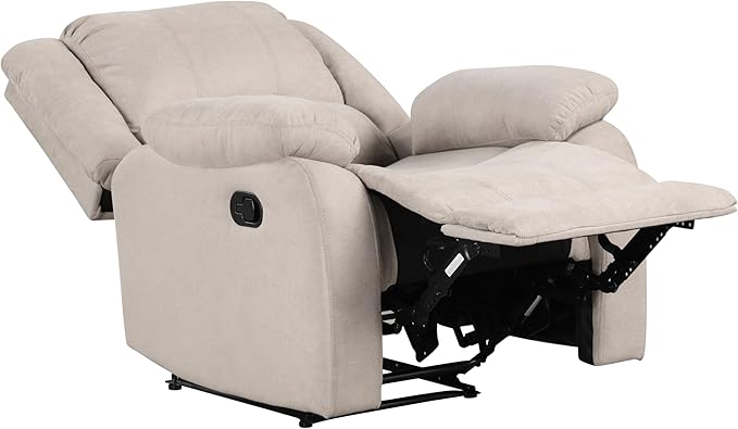 Textured Fabric Recliner Chair with Pillowtop Arms - Modern Living Room Seating