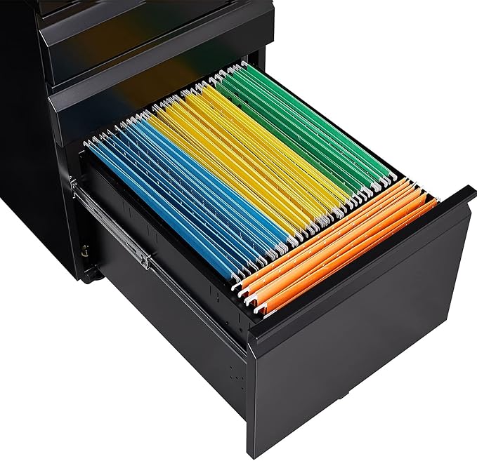 3-Drawer Mobile Filing Cabinet with Lock Office Storage Locking File Cabinets of Legal/Letter Size Metal Filing Cabinets to Be Installation RequiredBlack