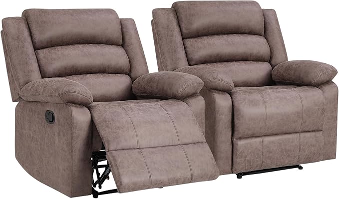 ANJ Recliner Chairs Set of 2Manual Recliner Chairs Overstuffed Breathable Faux Leather Reclining Seating with Arm &amp Back Support Comfortable Living Room Recliners for Reading &amp Relaxation