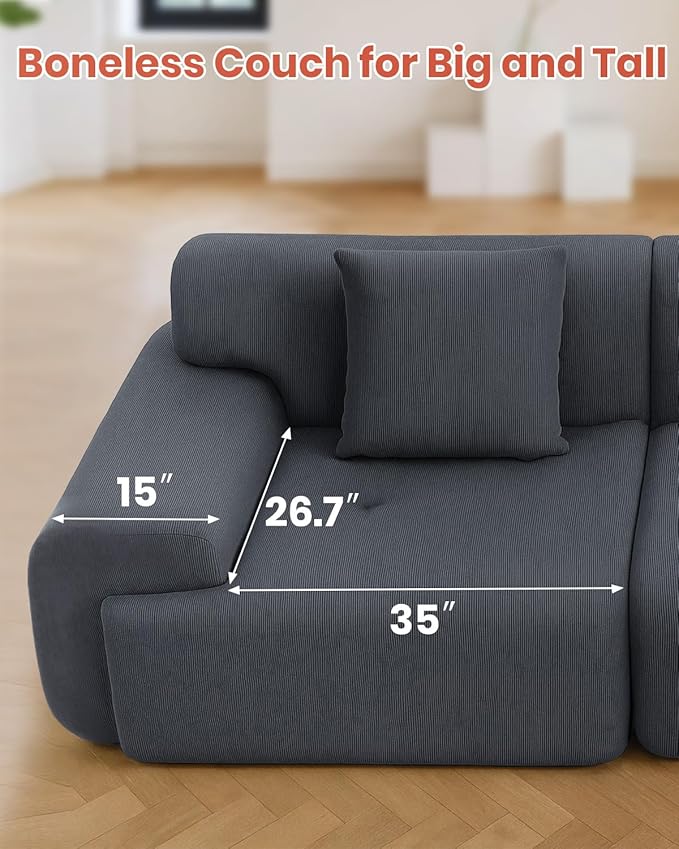 Soft Boneless Lounge Couch for Apartment Living Ideal for Renters &amp Small Homes Casual Seating for Relaxing in Living Rooms