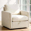 Aoiy &amp Wifon 29.5''W Swivel Accent Chair Comfy Modern Square Arm Chair with Hidden Storage for Living Room/Bedroom/Office Chenille Beige