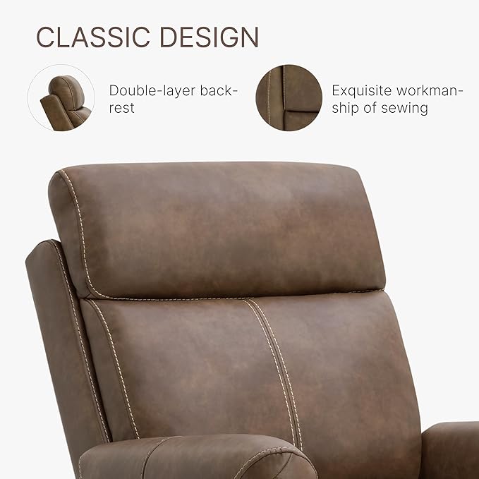 Wall Hugger Recliner Chair for Adults Faux Leather RV Recliner with USB Charging Ports Electric Power Reclining Sofa for Living Room Home Theater Seating Bedroom