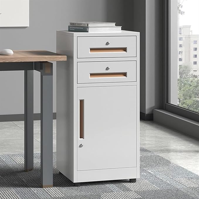 File Cabinet 2 Drawer File Cabinet Metal Steel Vertical Filing Cabinet with Lock(Color:White)