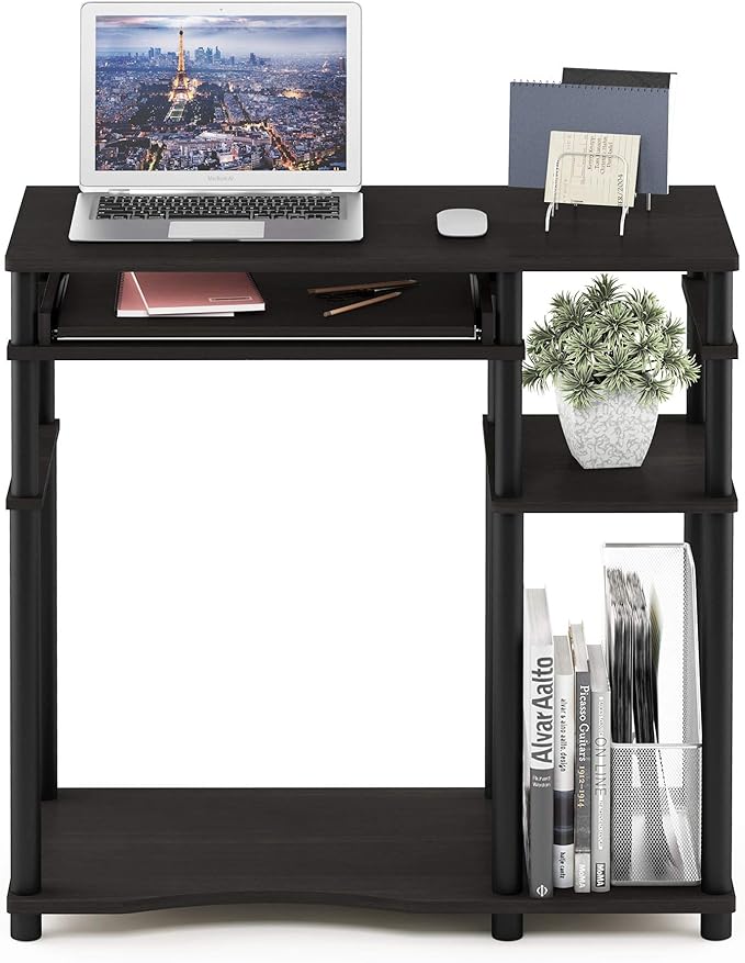 Furinno Abbott Computer Desk with Bookshelf Espresso/Black