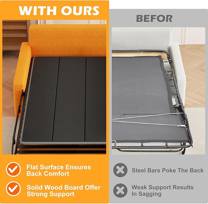 Sleeper Sofa Support Board 48''x36'' Twin Size Heavy Duty Solid Wooden Mattress for Pull Out Sofa Bed Foldable Design Bunkie Board Couch Accessories Enhanced Weight-Bearing Capacity