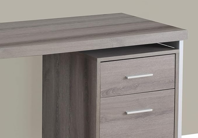 Monarch Specialties Contemporary Laptop Table with Drawer and File Cabinet Home &amp Office Computer Desk-Metal Legs 48 L Dark Taupe-Silver