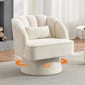 Garvee Ultra-Plush Swivel Accent Chair 360° Barrel Lounge Chair with Cloud-Like Padding &amp Modern Striped Backrest Velvet Upholstered Round Armchair for Living