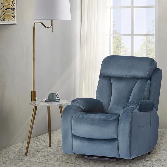 cinkehome Small Power Lift Recliner for Elderly Lift Chair Recliners Electric Recliner Chairs for Seniors Remote Control Adjustable Side Pocket (Navy Blue)