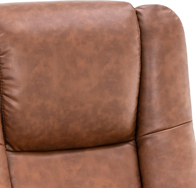 MCombo Swivel Recliner with Ottoman Chair TV Chair Sets with Vibration Massage for Small Space Living Room Bedroom 9096 9099 (Faux Leather Saddle)