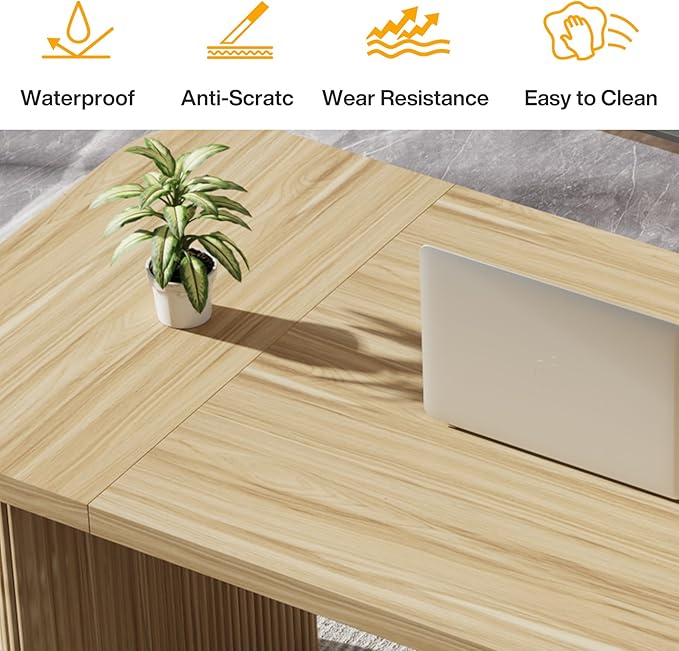 Tribesigns 62-Inch Rectangular Executive Computer Desk Large Modern Wood Writing Table with Double Pedestal for Home Office Easy to Assemble Chair Not Included (Maple)