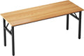 sogesfurniture 62 inches Foldable Computer Desk No Assembly Sturdy Large Laptop Workstation for Home Office Modern Portable Folding Study Table Writing Gaming Desk for Small Spaces Teak Black