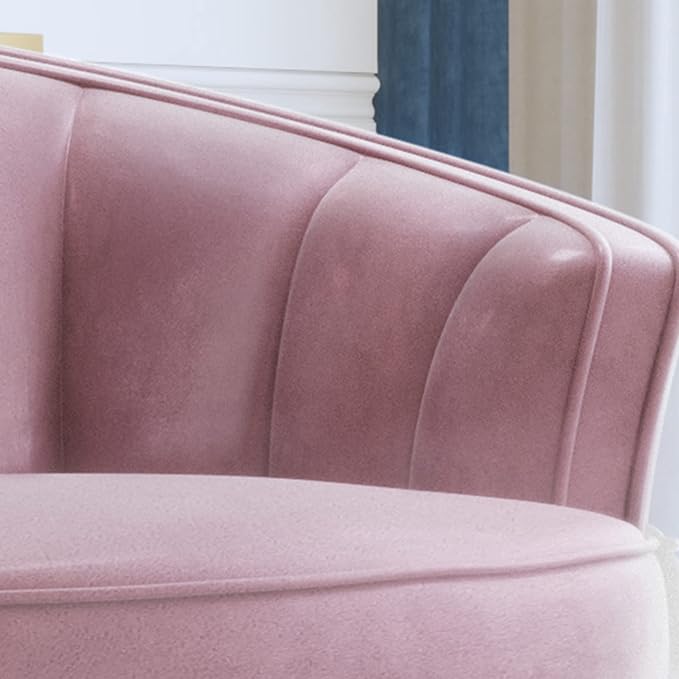 Modern Velvet Accent Barrel Chair Leisure Accent Chair Living Room Upholstered Armchair Vanity Chair for Bedroom Meeting Room Pink