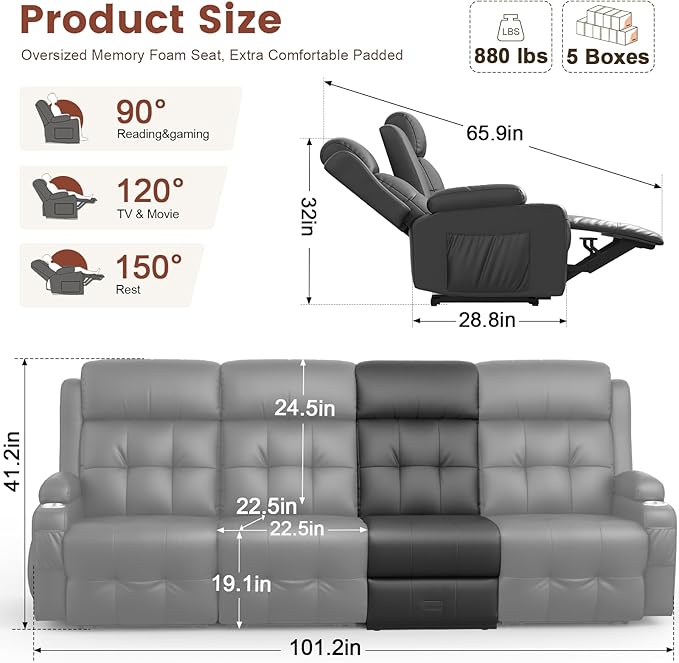 Sofa Box G Flip-Back Middle Seat Dark Gray