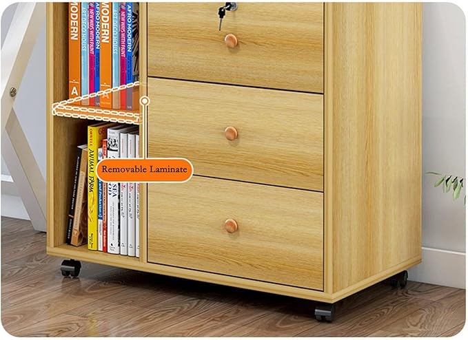 File Cabinet Wooden Office File Cabinet Mobile Floor Low Cabinet Storage Data Cabinet Activity Cabinet Lock Drawer Cabinet Storage Cabinet Organizer Filing Storage Cabinet (A2)