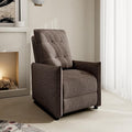 Chenille Fabric Recliner Chair for Adults - Manual Push Back Reclining Sofa with Sturdy Metal Frame Overstuffed High-Density Foam Adjustable Footrest for Living Room Home Theater (Brown)