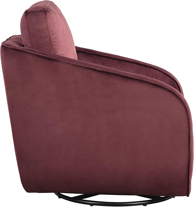 Studio Living® Lydia 35.3 Swivel Accent Chair Modern Boho Fully Assembled Pocket Coil Comfort Round Swivel Base Leg Soft Velvet Fabric Plum