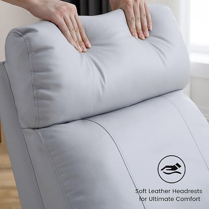 Power Swivel Rocker Recliner Faux Leather Rocking Recliner Chair with USB Port Swivel Glider Reclining Chair Nursery Recliners for Living Room Grey