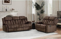 EBELLO Manual Reclining Sofa Set Classic 5-Seater Furniture Set with Overstuffed Arms and Backrest Include 1 Loveseat Couch and 1 3- Seat Sofa Brown