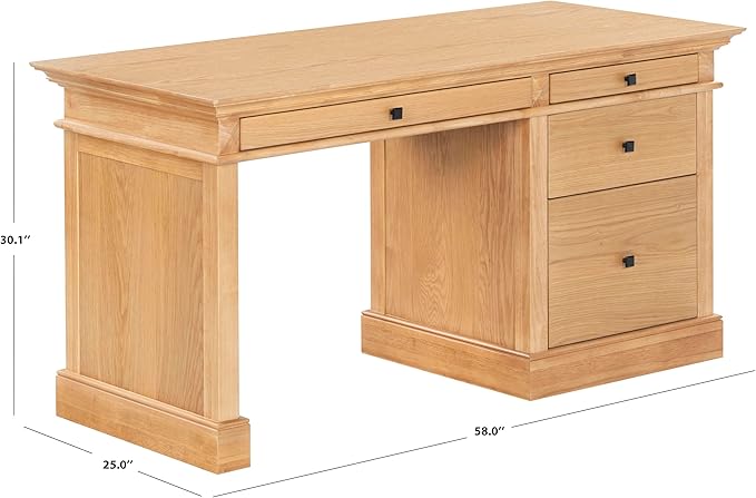 SAFAVIEH Couture Collection - Francesco Natural Wood 4-Drawer Desk with Black Accents Modern Writing Table with Storage (SFV4239B)