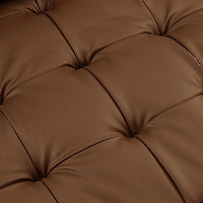 Modway Valour 62 Inch Faux Leather Loveseat in Brown – Wide Faux Leather Loveseat Sofa with Wood Legs - Small 2-Seater Sofa with Tufted Seat for Living Room or Office